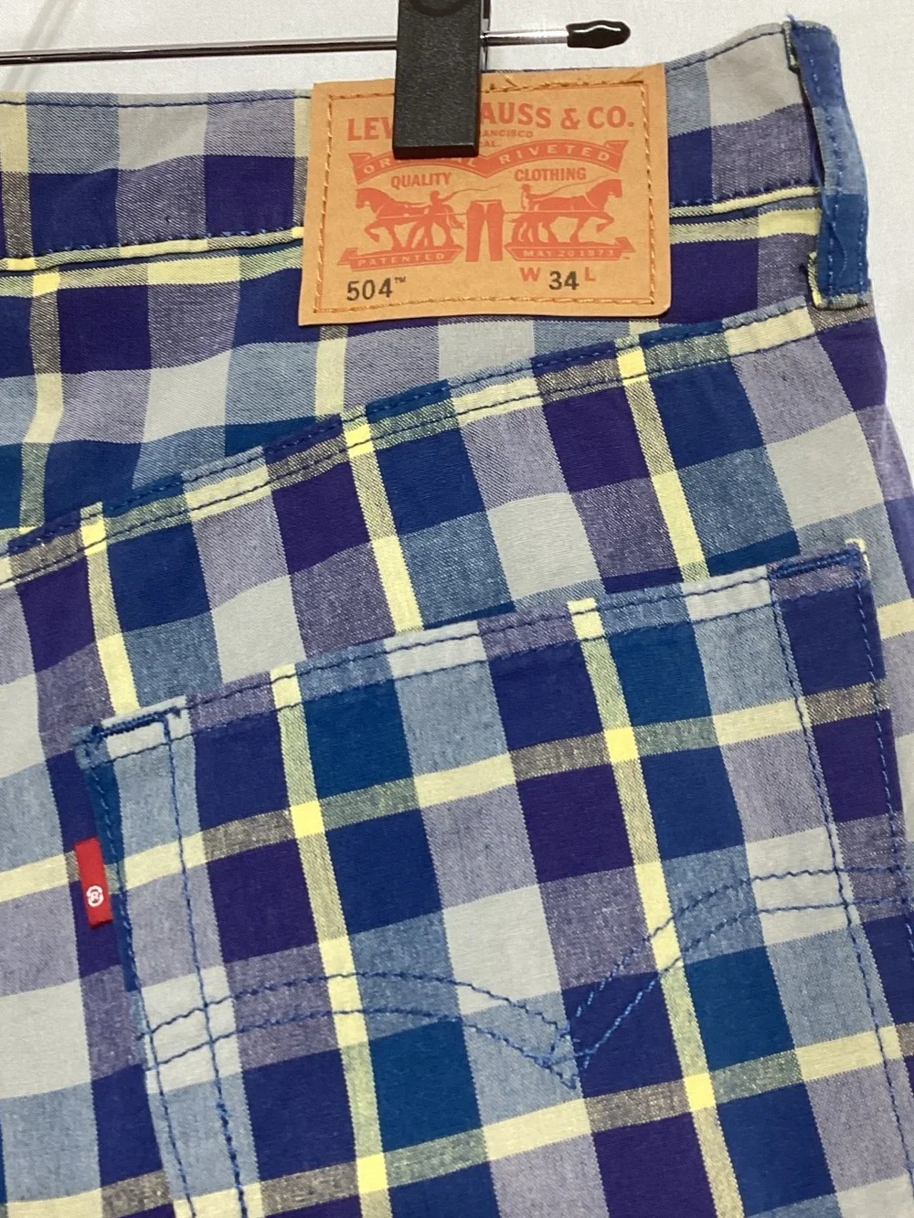 Levi's  504 Size 34 Men's Blue Plaid Shorts